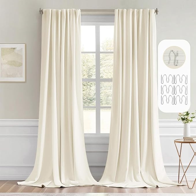 MIULEE Birch Back Tab Blackout Curtains 120 Inch Long 2 Panels Set for Bedroom, Rod Pocket/Pinch Pleated Extra Long Thermal Insulated Living Room Darkening Light Blocking 10FT Drapes