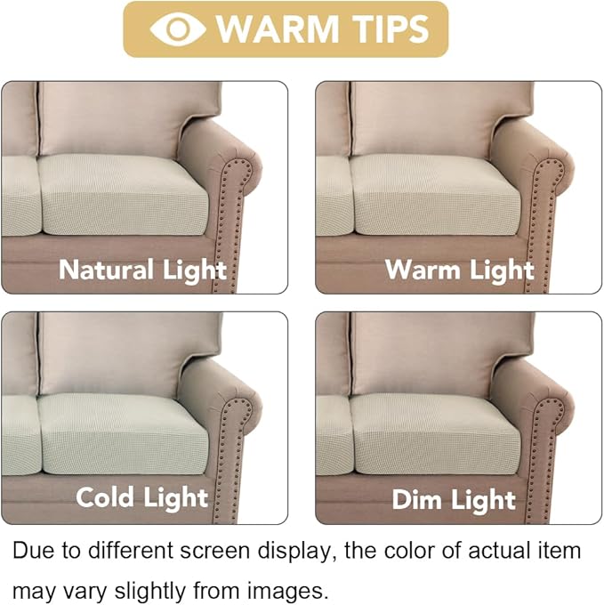 H.VERSAILTEX Super Stretch Individual Seat Cushion Covers - Sofa & Couch Cushion Slipcover Sets - Thick Jacquard Textured Twill Fabric (3 Piece XL Sofa Cushion Covers, Island Fossi)