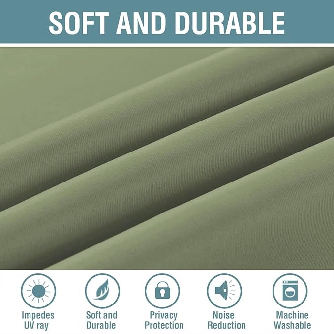 H.VERSAILTEX Blackout Curtain for Living Room Thermal Insulated Window Treatment Curtain Extra Long 96 inch Length Energy Saving Solid Grommet Top Blackout Drape, One Panel, Sage, 52" W x 96" L