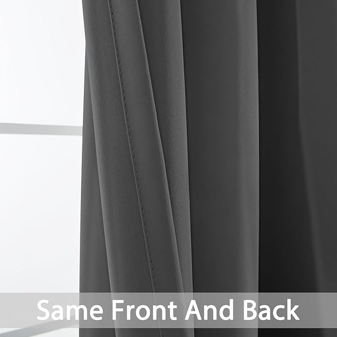 Yakamok Wide Thermal Blackout Patio Door Curtain Panel, Charcoal Grey Grommet Sliding Door Insulated Curtains, Extra Wide Curtains for Sliding Glass Door, Charcoal Grey, W52 x L84, 1 Panel