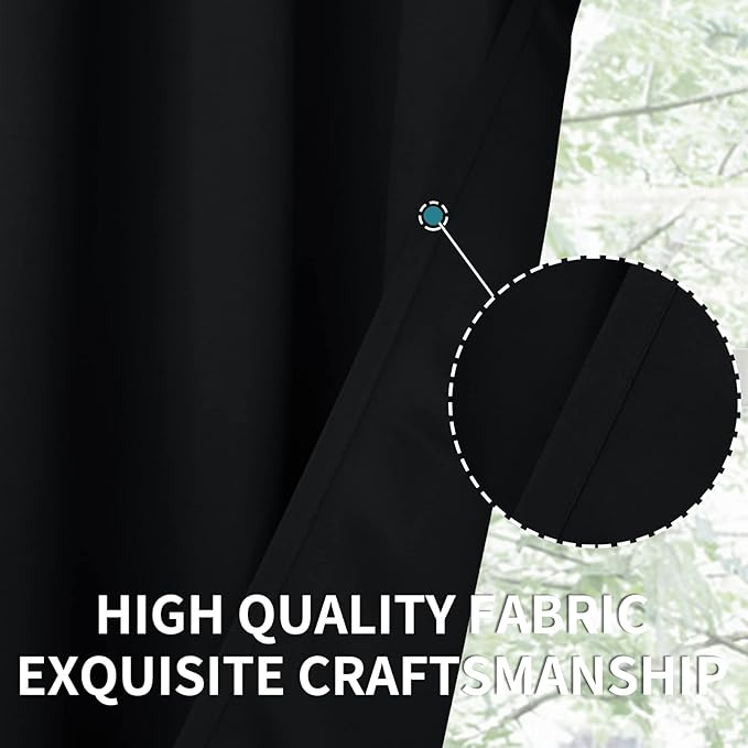 BGment Blackout Curtains for Living Room - Grommet Thermal Insulated Room Darkening Curtains for Bedroom, Set of 2 Panels (52 x 54 Inch, Black)