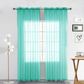 SpaceDresser Sheer Voile Window Treatment Rod Pocket Curtain Panels for Kitchen Bedroom Living Room Drapes Sunlight Filtering Privacy Semi Home Decor Assorted Colors Sizes (Turquoise, 52 W x 96 L)