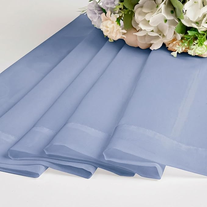 Chyhomenyc Sheer Curtains 54 Inch Long 2 Panels Set - Light Filtering Short Soft Airy Short Cafe Curtains, Modern Rod Pocket for Dinning Living Room Bedroom, 42Wx54L Inch, Denim Blue