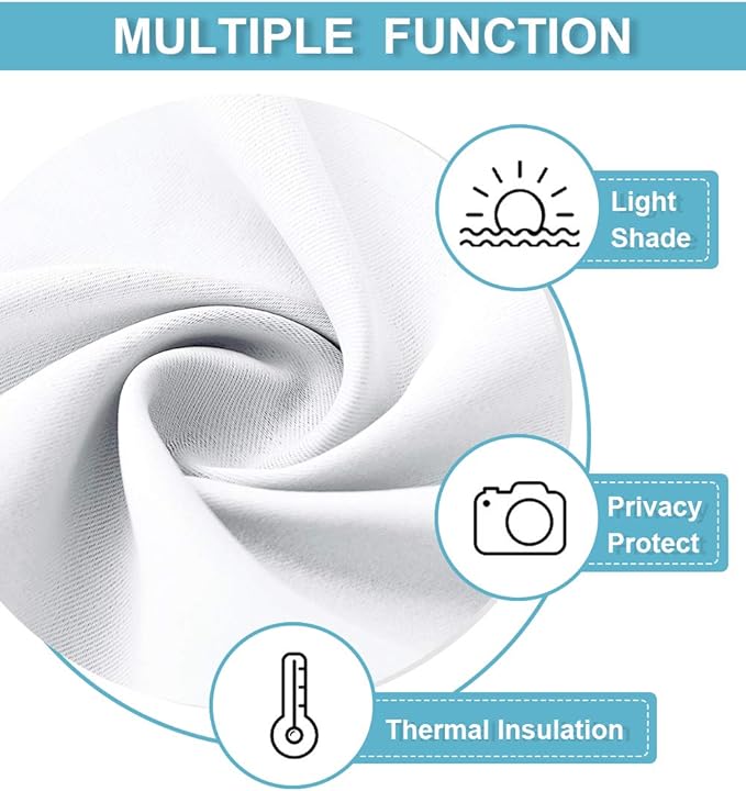 RYB HOME Short Pure White Curtains for Small Bedroom Window, Insulating UV Blocking Drapes for Kitchen Cafe Basement Garage, Privacy Tiers for Bathroom Window, Width 42 by Length 36, Set of 2