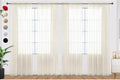 SpaceDresser Ivory Sheer Curtains 4 Panels Rod Pocket Semi-Sheer Curtain 45 Inches Long Light Filtering Voile Window Drapes for Bedroom Living Room Kitchen, Each 52W x 45L