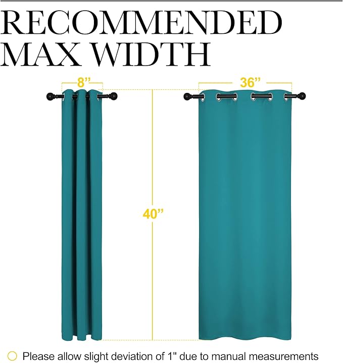 NICETOWN ROM Darkening Curtains 40 inch Length 2 Panels, Thermal Insulated Grommet Blackout Curtains for Modern Casual Elegant Bedroom Kids Room Theme Decoration (Peacock Teal, 2 Pieces, W42)