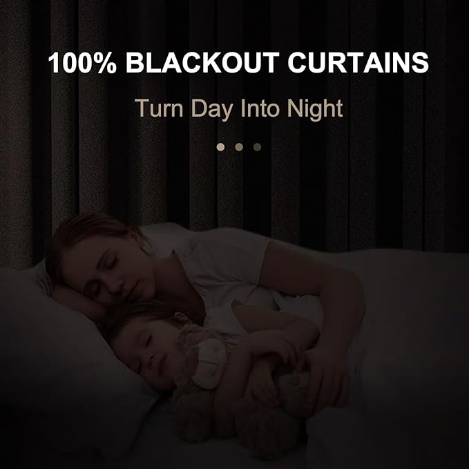 100% Blackout Shield Linen Blackout Curtains for Bedroom 90 Inches Long, Back Tab/Rod Pocket Living Room Drapes, Thermal Insulated Blackout Curtains 1 Panel Set, 100" W x 90" L, Black