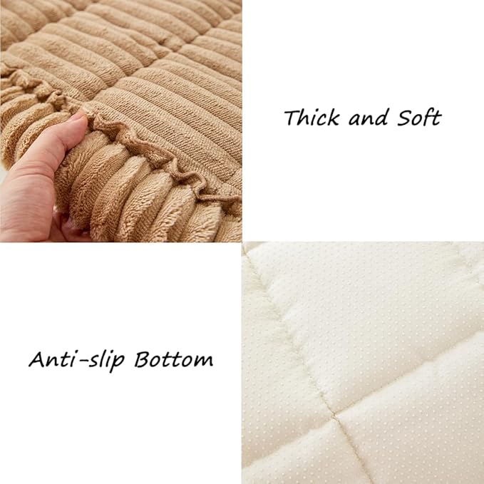 Couch Cover for Dogs Washable, Fuzzy Pet Couch Covers for 3 Cushion Sofa Pet Friendly, Non Slip Sofa Cover (Light Brown, 27.6" x 27.6"/70 x 70cm 2 PCS)