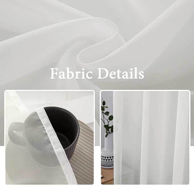 MIULEE Ivory Window Sheer Curtains for Bedroom Living Room Solid Elegant Net Drapes 2 Panels Width 42 x Length 63 Inches