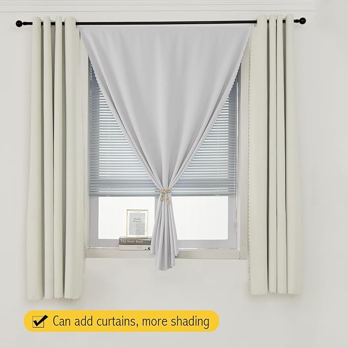 Blackout Curtains for Bedroom Sticky Curtain Blackout Window Cover Self Adhesive Curtains Rod No Drillng, 47" W X 84" L, Light Grey, 1 Panel