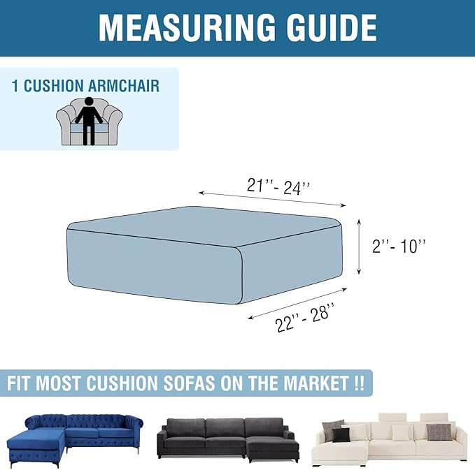 Couch Cover Stretch Velvet Sofa Cushion Cover 1-Piece - Elastic Washable Slipcover for Seat or Backrest, Couch Seat Covers for Sofas (Grey)