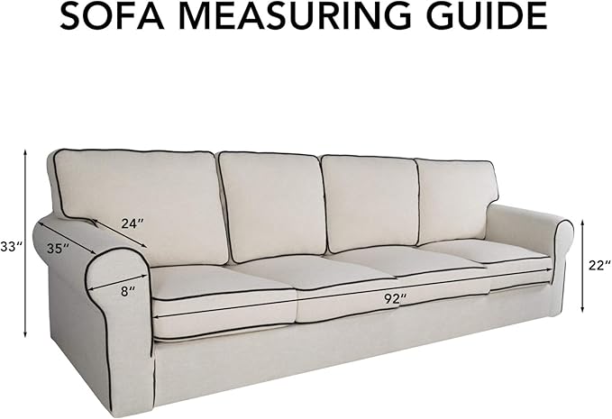 PureFit Super Stretch 4 Seater Sofa Slipcover – Spandex Non Slip Soft Couch Sofa Cover, Washable Furniture Protector with Non Skid Foam and Elastic Bottom for Kids, Pets （XX Large, Classic Blue）