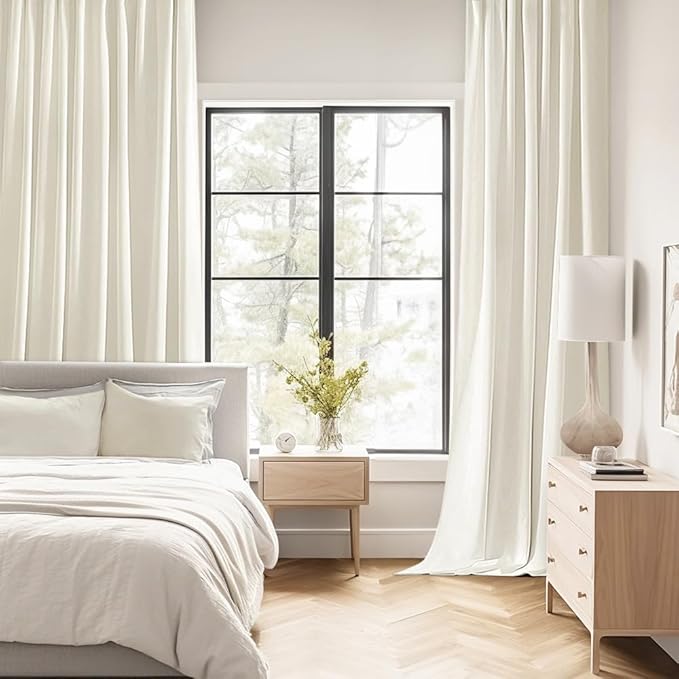 MIULEE Cream Back Tab Blackout Curtains 90 Inches Long 2 Panels Set for Living Room Bedroom Privacy, Rod Pocket/Pinch Pleat Thermal Insulated Room Darkening Pleated Light Blocking Drapes