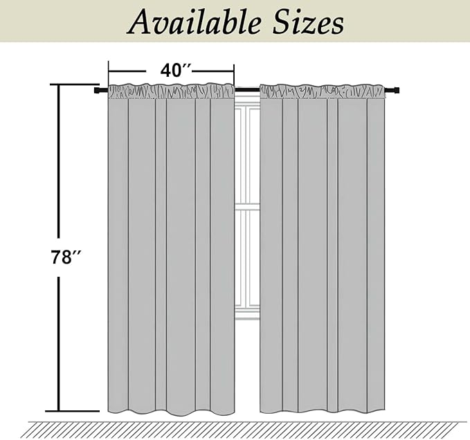 Simplebrand Ava Taupe Blackout Curtains for Bedroom, 78 Inch Length, 2 Panels Set, Privacy Thermal Insulated Rod Pocket Window Curtains for Patio, French Door, W40 x L78 Inch