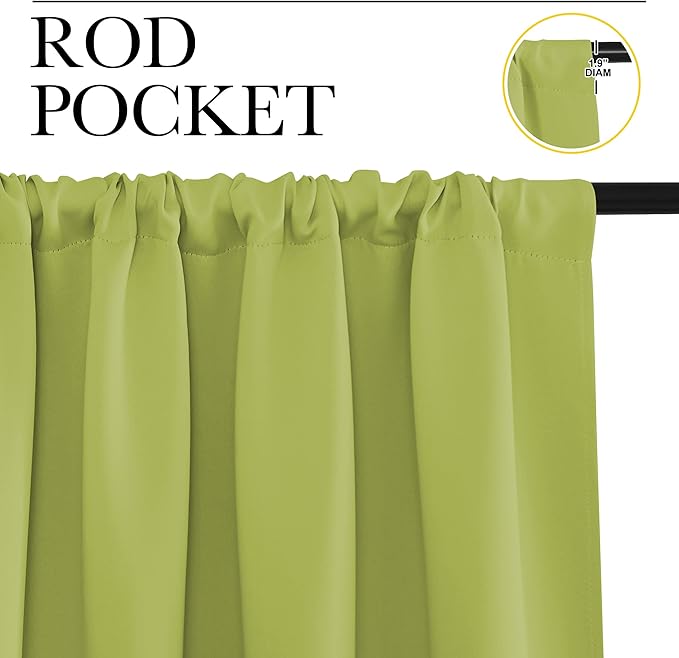 NICETOWN Blackout Curtains for Living Curtains, Fresh Green, 2 Panels, 52 by 95, Room Darkening Window Curtain Panels, Easy-Care Solid Thermal Insulated Draperies/Drapes for Daughter Room