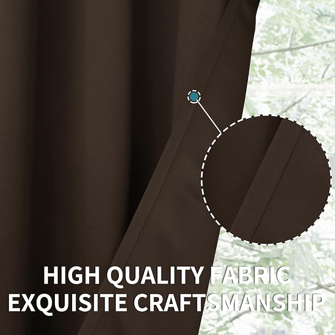 BGment Blackout Curtains for Living Room - Grommet Thermal Insulated Room Darkening Curtains for Bedroom, 2 Panels of 52 x 45 Inch, Brown