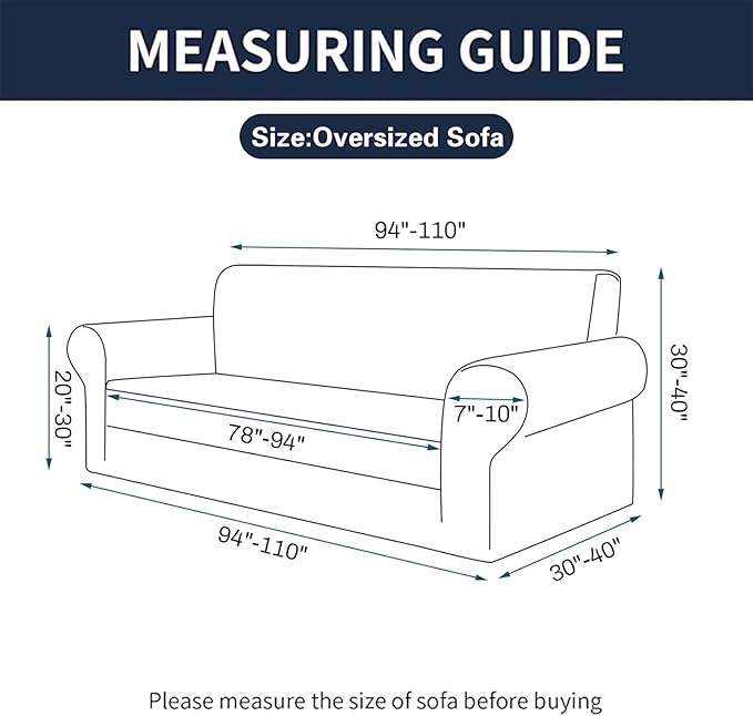 Cupuamon 2026 New Stretch Oversized Sofa Slipcovers Couch Sofa Cover for 4 Seater Furniture Protector Covers with Elastic Bottom Jacquard Fabric Small Checks for Pets, Kids - Navy