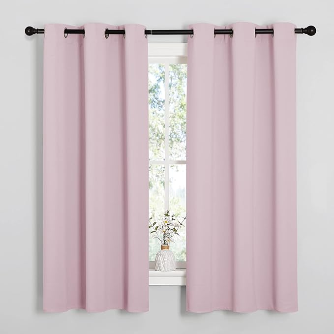 NICETOWN Blackout Draperies Curtains for Girls Room, Nursery Essential Thermal Insulated Grommet Blackout Panels (Lavender Pink, 1 Pair, 34" x 54")