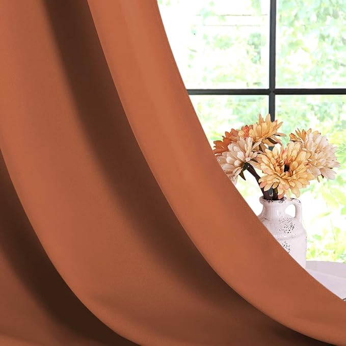 NICETOWN Modern Blackout Curtains Noise Reducing, Thermal Insulated and Privacy Room Darkening Drape Panels for Boy's Guest Room Door Small Window (Burnt Orange, 2 Panels, W42 x L54 -Inch)