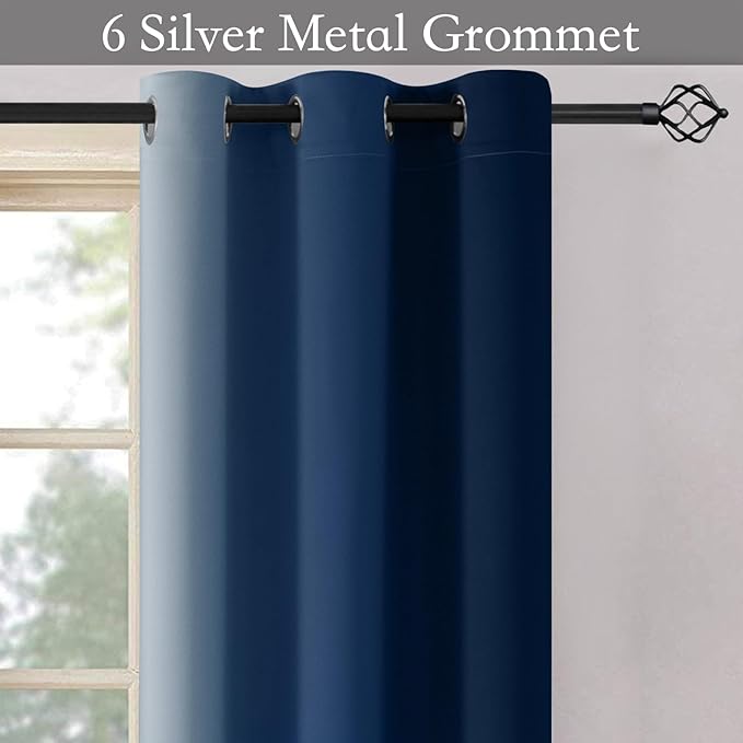 SimpleHome Ombre Room Darkening Curtains for Bedroom, Gradient Blue to Grey White Light Blocking Thermal Insulated Grommet Window Curtain/Drapes for Living Room,2 Panels, 42x63 inches Length