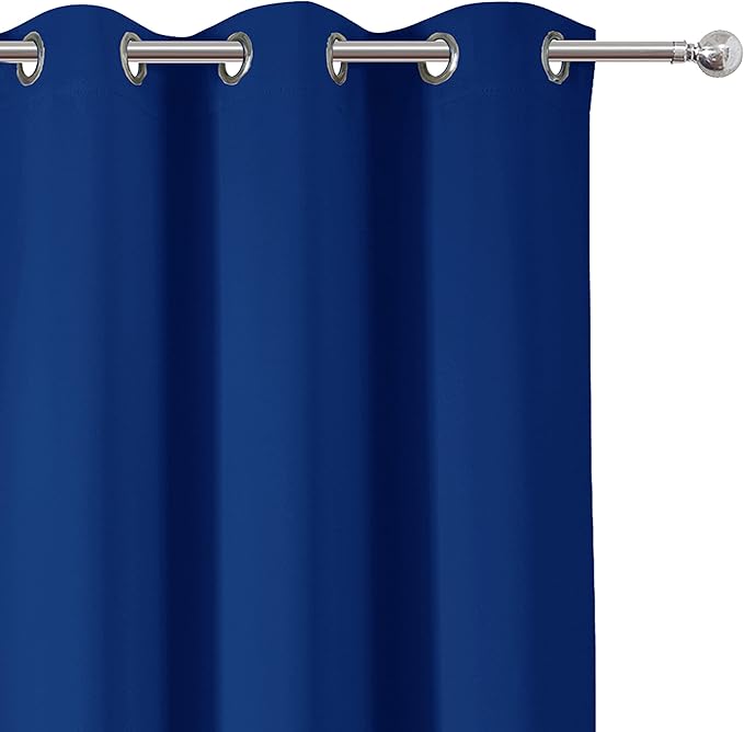 LEMOMO Blackout Curtains 38 x 84 inch/Royal Blue Curtains Set of 2 Panels/Thermal Insulated Room Darkening Bedroom Curtains