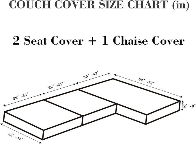 Sofa Covers Couch Covers for Sofa Pet Friendly Couch Cushion Covers Universal Sofa Covers Washable Stretch Slipcovers for Sectional Sofa (Texture Green, 2 Seats + Chaise Cover)