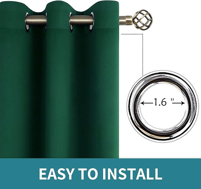 BGment Blackout Curtains for Bedroom - Grommet Thermal Insulated Room Darkening Curtains for Living Room, Set of 2 Panels (52 x 95 Inch, Emerald)