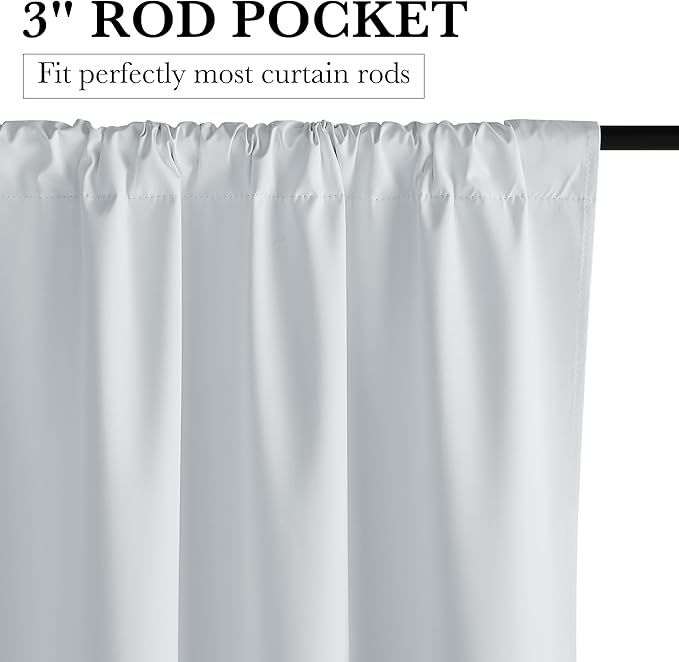 RYB HOME White 100% Blackout Curtains, Thermal Insulated Heat & UV Blocking Total Room Darkening Privacy Drapes for Bedroom Dining Living Room, Width 34 by Length 72, White, 2 Panels