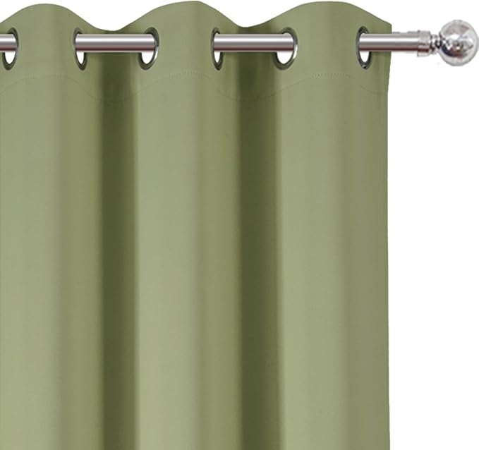 LEMOMO Sage Green Thermal Blackout Curtains/38 x 84 Inch/Set of 2 Panels Room Darkening Curtains for Bedroom