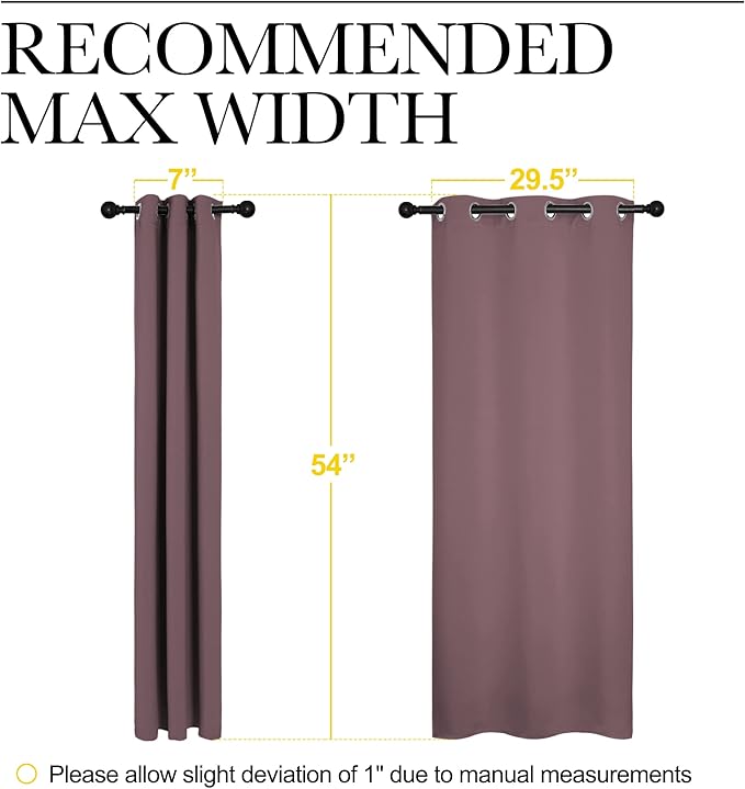 NICETOWN Window Curtain Panels, Dry Rose, 1 Pair, 34 by 54-inch, Thermal Insulated Solid Grommet Blackout Draperies/Drapes for Basement