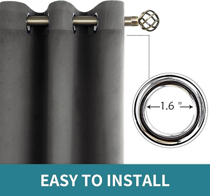 BGment Blackout Curtains for Bedroom - Grommet Thermal Insulated Room Darkening Curtains for Living Room, Set of 2 Panels (52 x 72 Inch, Dark Grey)