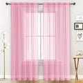 SpaceDresser Sheer Voile Window Treatment Rod Pocket Curtain Panels for Kitchen Bedroom Living Room Drapes Sunlight Filtering Privacy Semi Home Decor Assorted (Light Pink, 52 W x 63 L)