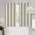 MIULEE 100% Blackout Linen Textured Curtains for Bedroom Solid Thermal Insulated Cream Grommet Room Darkening Curtains & Drapes Luxury Decor for Living Room Nursery 52 x 63 Inch (2 Panels)