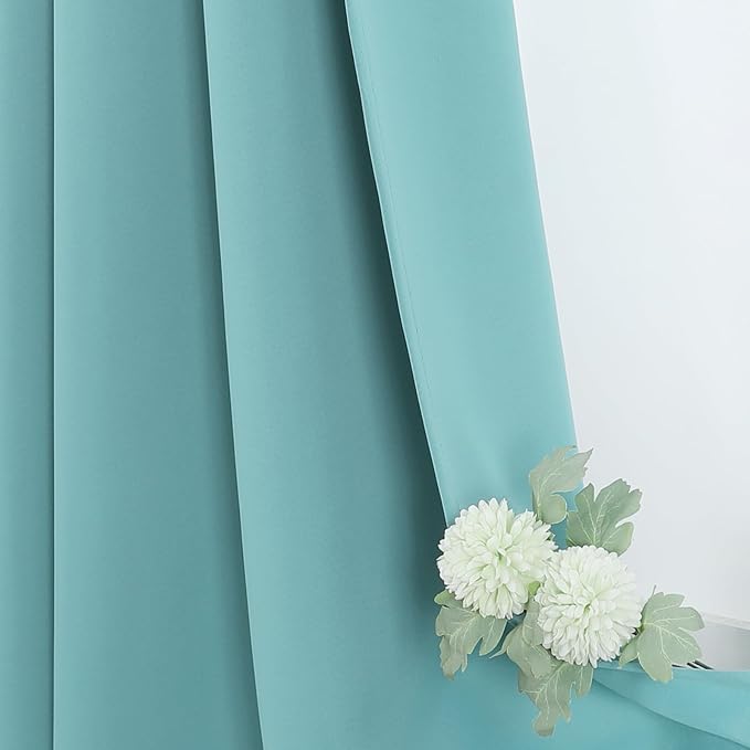ChrisDowa Blackout Curtains 108 inches Long for Bedroom - 2 Panels Set Grommet Thermal Insulated Room Darkening Curtains for Living Room (Aqua, 52 x 108 Inch)