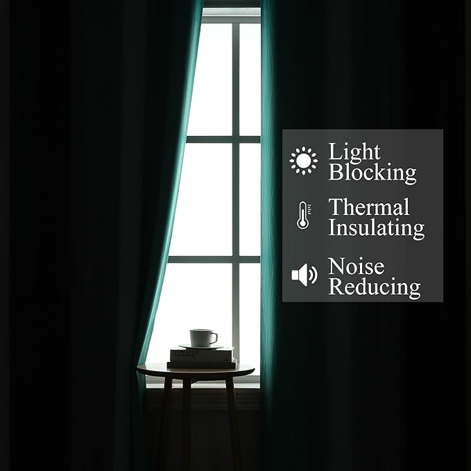 Estelar Textiler Navy Blue and Teal Ombre Blackout Curtains 45 Inch Length 2 Panels, Full Room Darkening Gradient Drapes for Kitchen, Thermal Insulated Grommet Short Curtains for Bathroom,42Wx45L