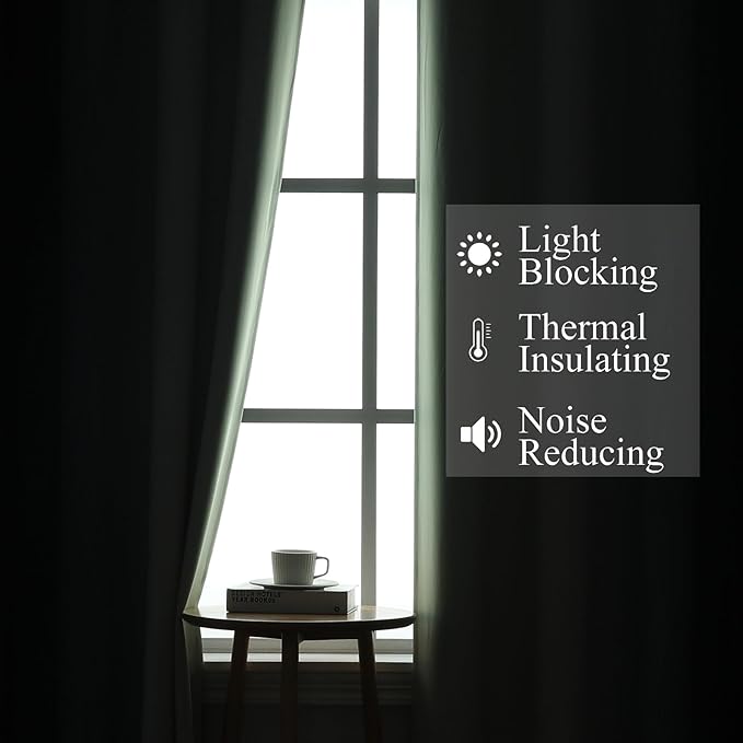 Estelar Textiler Navy Blue and Sage Green Ombre Blackout Curtains 63 Inch Length 2 Panels, Full Room Darkening Grommet Curtains for Bedroom, Thermal Insulated Light Blocking Gradient Drapes,52Wx63L
