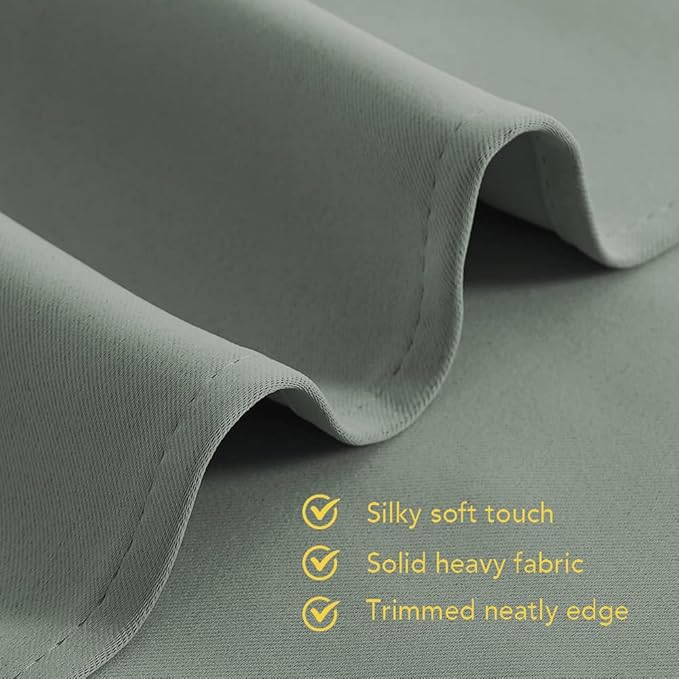NICETOWN Window Curtain Panels, Greyish Green, 1 Pair, 42 by 80-inch, Thermal Insulated Solid Grommet Blackout Draperies/Drapes for Basement