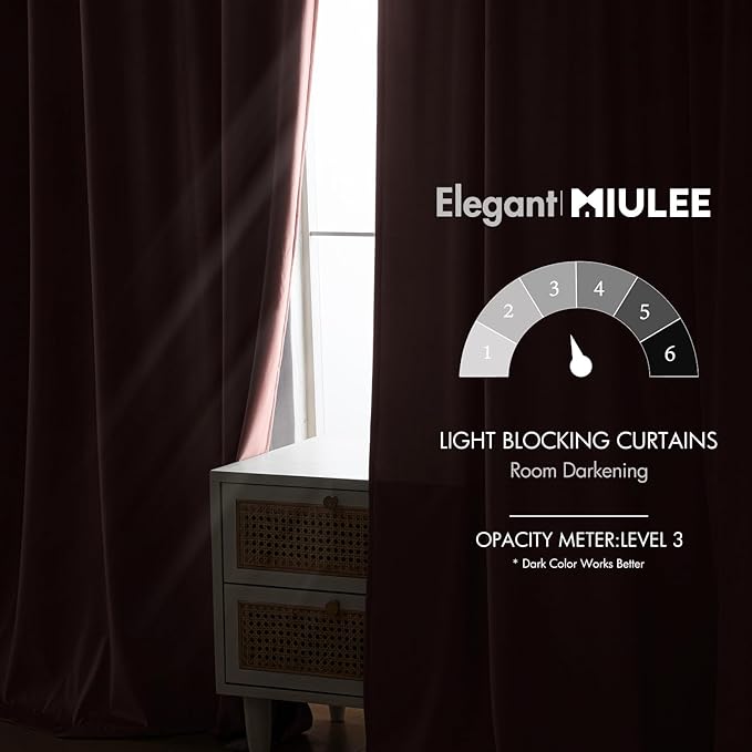 MIULEE Baby Pink Velvet Curtains 108 inches - Luxury Blackout Curtains for Bedroom Living Room Thermal Insulated Super Soft Window Drapes Rod Pocket & Back Tab, W52 x L108 inches, 2 Panels