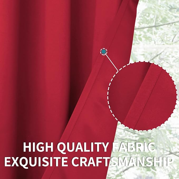BGment Room Darkening Curtains 63 Inches Long - Grommet Thermal Insulated Drapes Window Treatment Curtains for Bedroom, 2 Panels, 52 x 63 Inch, Red