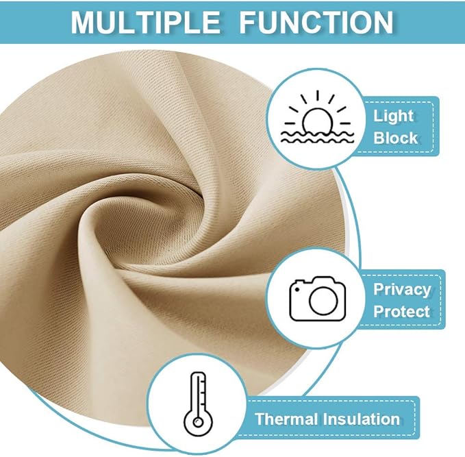 RYB HOME RV Curtains for Camper Windows, Mini Small Thermal Insulated Sunlight Heat Blocking Blocking Privacy Portable Curtains for Travel Trailer, Width 34 by Length 24, Biscotti Beige, 2 Panels
