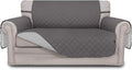 Easy-Going Reversible Loveseat Couch Cover for 2 Cushion Couch Sofa Cover for Dogs Water Resistant Furniture Protector with Foam Sticks Elastic Straps for Pet (Loveseat, Gray/Light Gray)