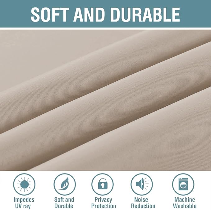 H.VERSAILTEX Blackout Curtain for Living Room Thermal Insulated Window Treatment Curtain Extra Long 96 inch Length Energy Saving Solid Grommet Top Blackout Drape, One Panel, Fog, 52" W x 96" L