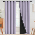 SimpleHome 100% Blackout Curtains for Bedroom,Thermal Insulated Grommet Window Drapes Room Darkening Lilac Curtains for Living Room with Black Back,52 x 84 Inch,2 Panels