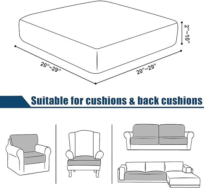 Water Resistant Sofa Cushion Slipcovers, RV Seat Cushion Covers High Stretch Furniture Protector, Washable Covering Coats for Camper (Chair Cushion, Navy)