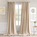 MIULEE Back Tab Beige Curtains 120 Inch Long 2 Panels Set for Living Room Bedroom, Cream Rod Pocket/Pinch Pleated Light Blocking Extra Long Thermal Insulated Room Darkening Blackout Curtains/Drapes