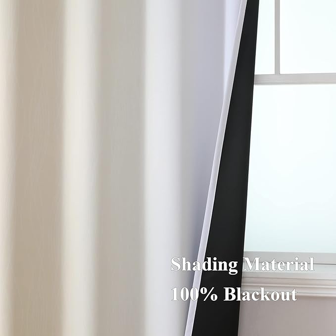 Estelar Textiler Ombre Greyish White and Beige Blackout Curtains & Drapes 96 Inch Length 2 Panels, Gradient Thermal Insulated Full Light Blocking Grommet Blackout Drapes for Bedroom, 52Wx96L
