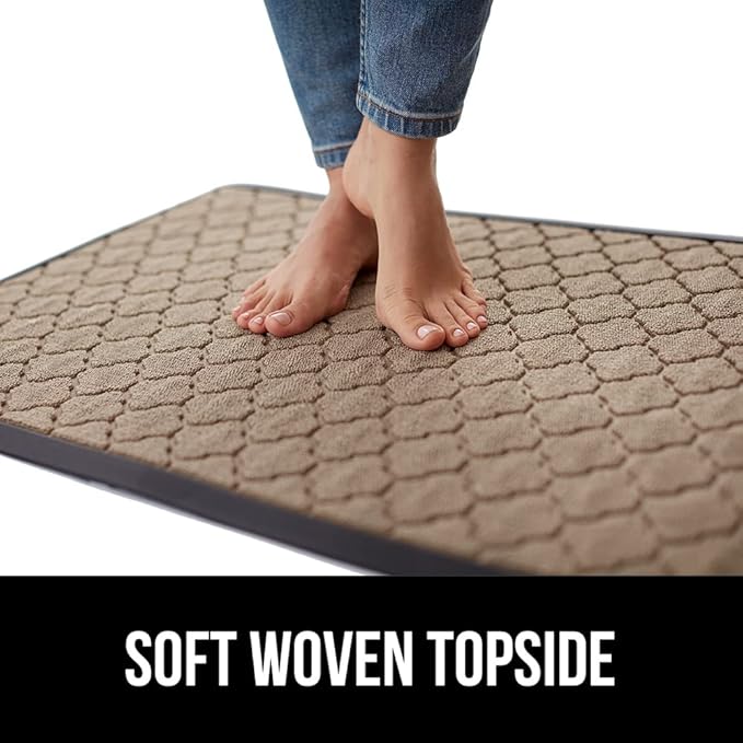 GORILLA GRIP 100% Waterproof All-Season WeatherMAX Doormat, 34x58, US Designed Natural Rubber, Stain and Fade Resistant, Low Profile Indoor Outdoor Door Mats, Easy Clean Patio Mat, Latte Quatrefoil