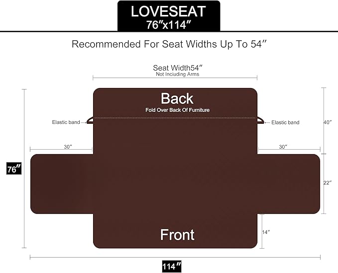 U-NICE HOME Loveseat Sofa Cover Reversible Couch Cover for Dogs Pets with Elastic Straps Water Resistant Furniture Protector for 2 Cushion Couch (Loveseat, Black/Grey)