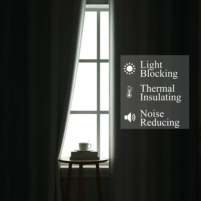 Estelar Textiler Stone Blue and Greyish White Gradient Room Darkening Blackout for Living Room, Thermal Insulated Ombre Light Blocking Grommet Blackout Drapes for Bedroom, 42Wx84L, 2 Panels