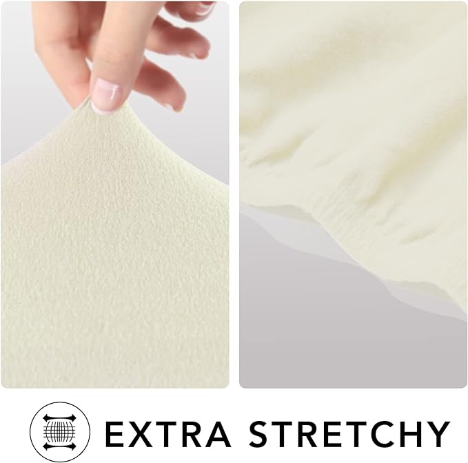 PureFit Super Stretch Sofa Slipcover – Spandex Non Slip Soft Couch Sofa Cover, Washable Furniture Protector with Non Skid Foam and Elastic Bottom for Kids, Pets （Oversized Sofa, Ivory）